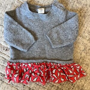 Tucker + Tate Light Gray Knit Sweater with Bunnies and Button Detail